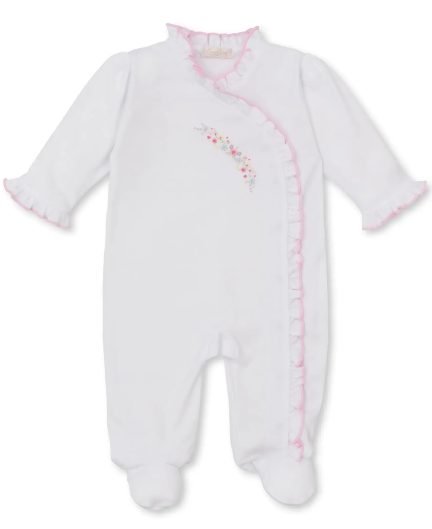 Kissy Kissy Premier Flowers & Vines White Hand Emb. Footie> Footies|Smocking + Hand Embroidery