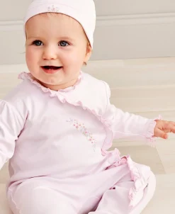 Kissy Kissy Premier Flowers & Vines White Hand Emb. Footie> Footies|Smocking + Hand Embroidery