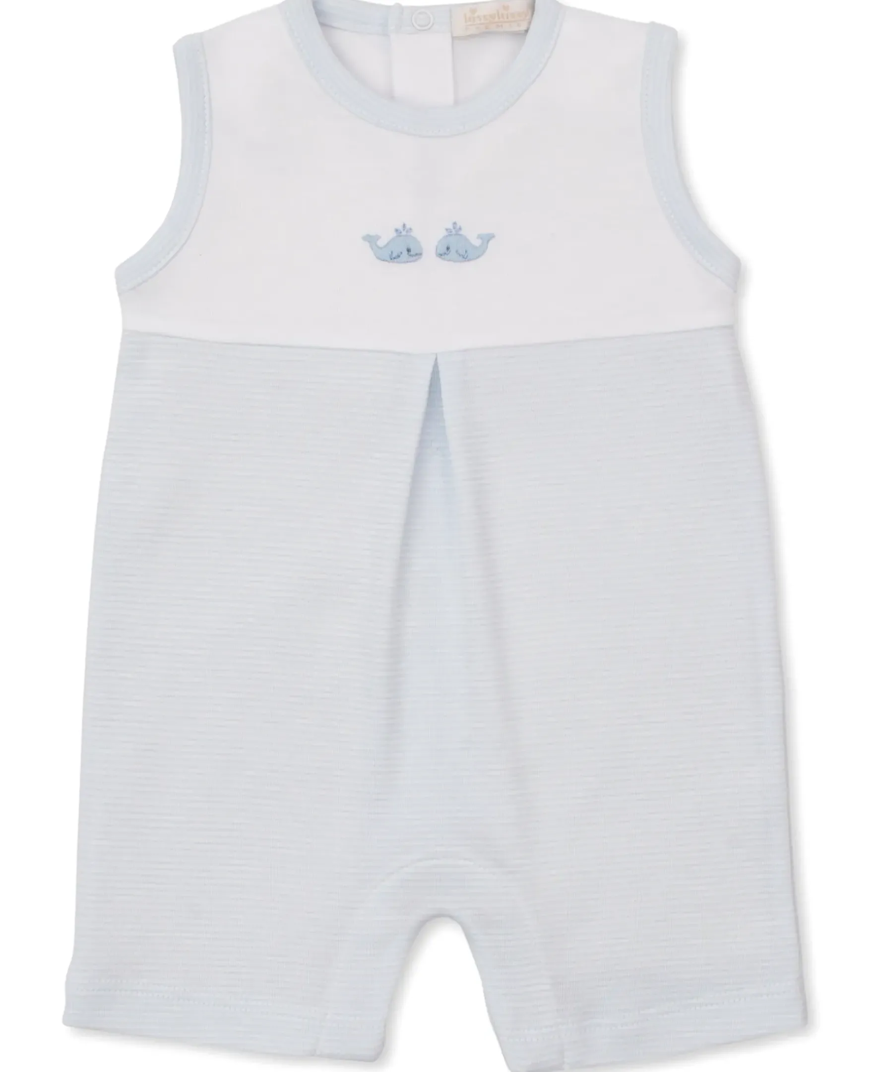Kissy Kissy SCE Crabs & Whales Blue/White Hand Emb. Sleeveless Stripe Playsuit> Playsuits|Smocking + Hand Embroidery