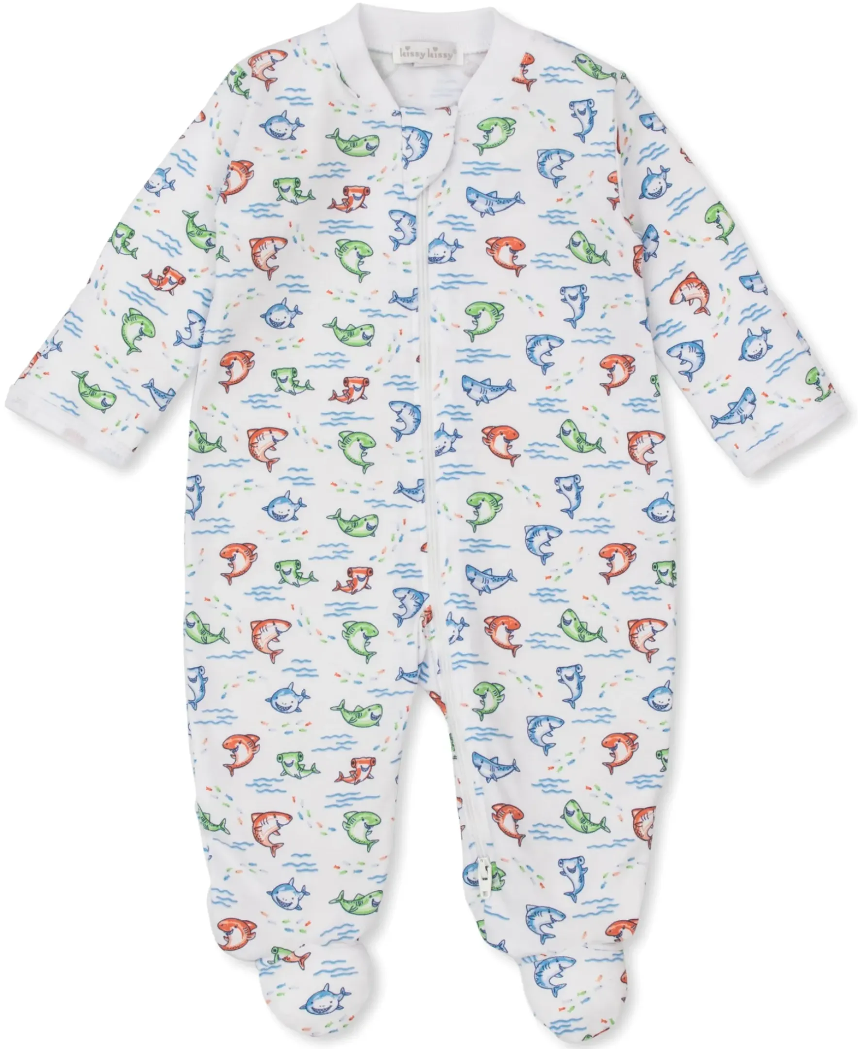 Kissy Kissy Shark Grins Zip Footie> Footies|Pajamas