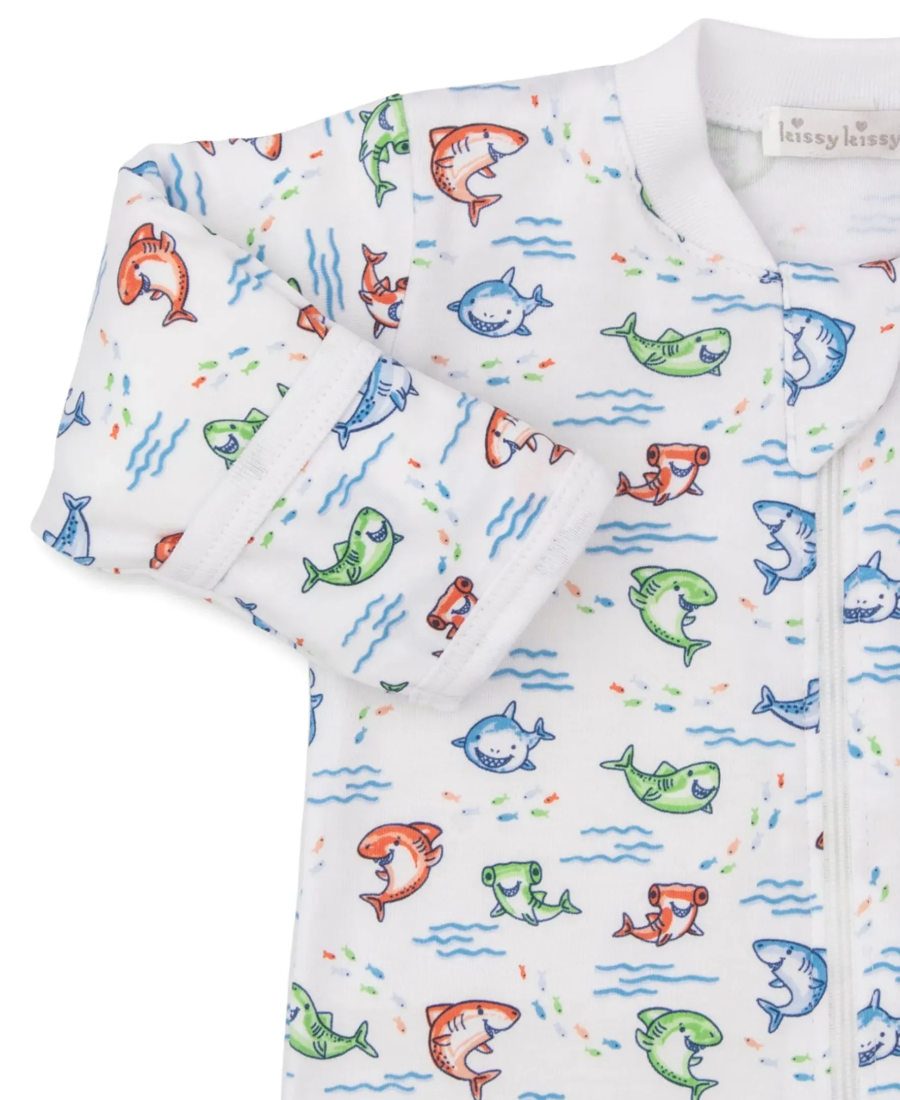 Kissy Kissy Shark Grins Zip Footie> Footies|Pajamas