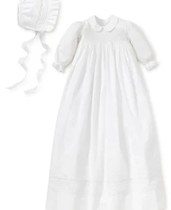 Kissy Kissy Silene Christening Gown & Hat Set> Hats|Smocking + Hand Embroidery