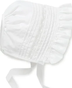 Kissy Kissy Silene Christening Gown & Hat Set> Hats|Smocking + Hand Embroidery