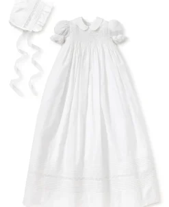 Kissy Kissy Silene Christening Gown & Hat Set> Hats|Smocking + Hand Embroidery