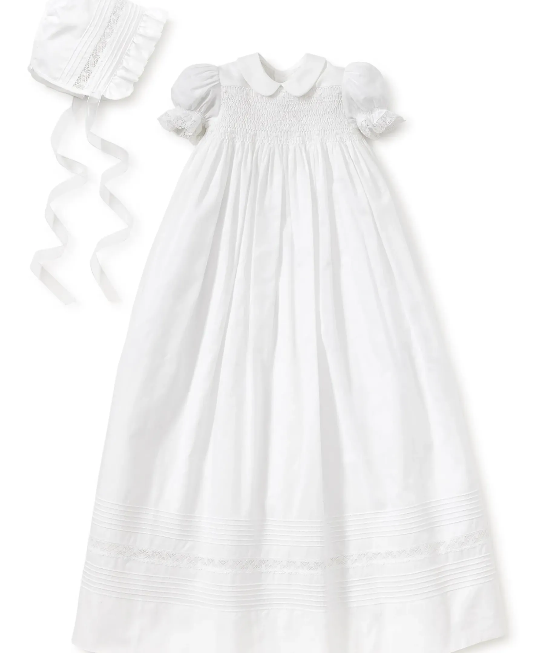 Kissy Kissy Silene Christening Gown & Hat Set> Hats|Smocking + Hand Embroidery