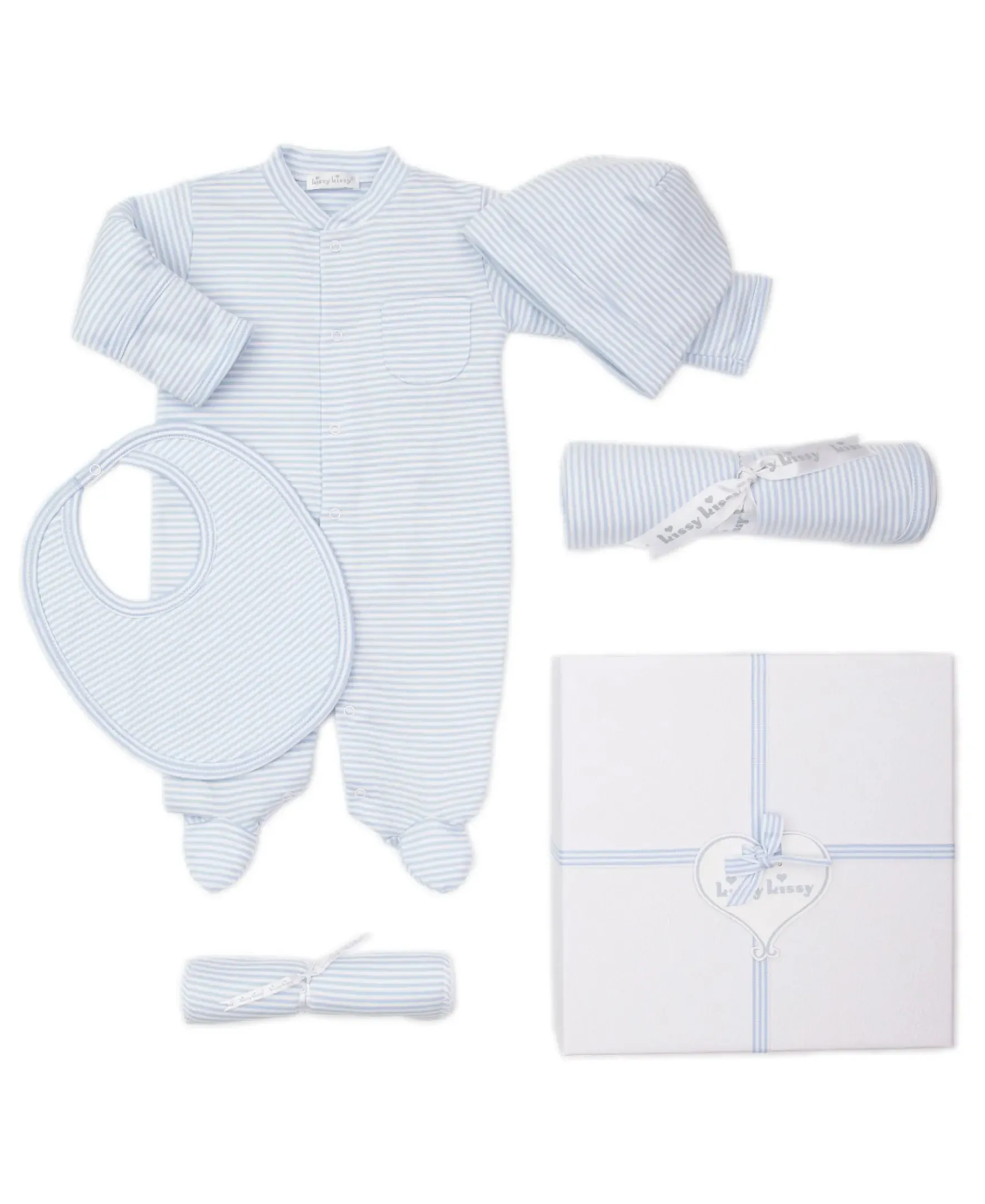 Kissy Kissy Simple Stripes Blue 5PC Gift Set with Gift Box> Classic Collections