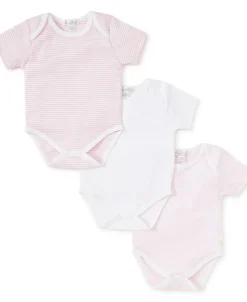 Kissy Kissy Simple Stripes Pink 3 Pack Bodysuit Set> Bodysuits|Multipacks + Sets