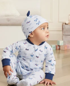 Kissy Kissy Sky-High Planes Zip Footie> Footies|Pajamas