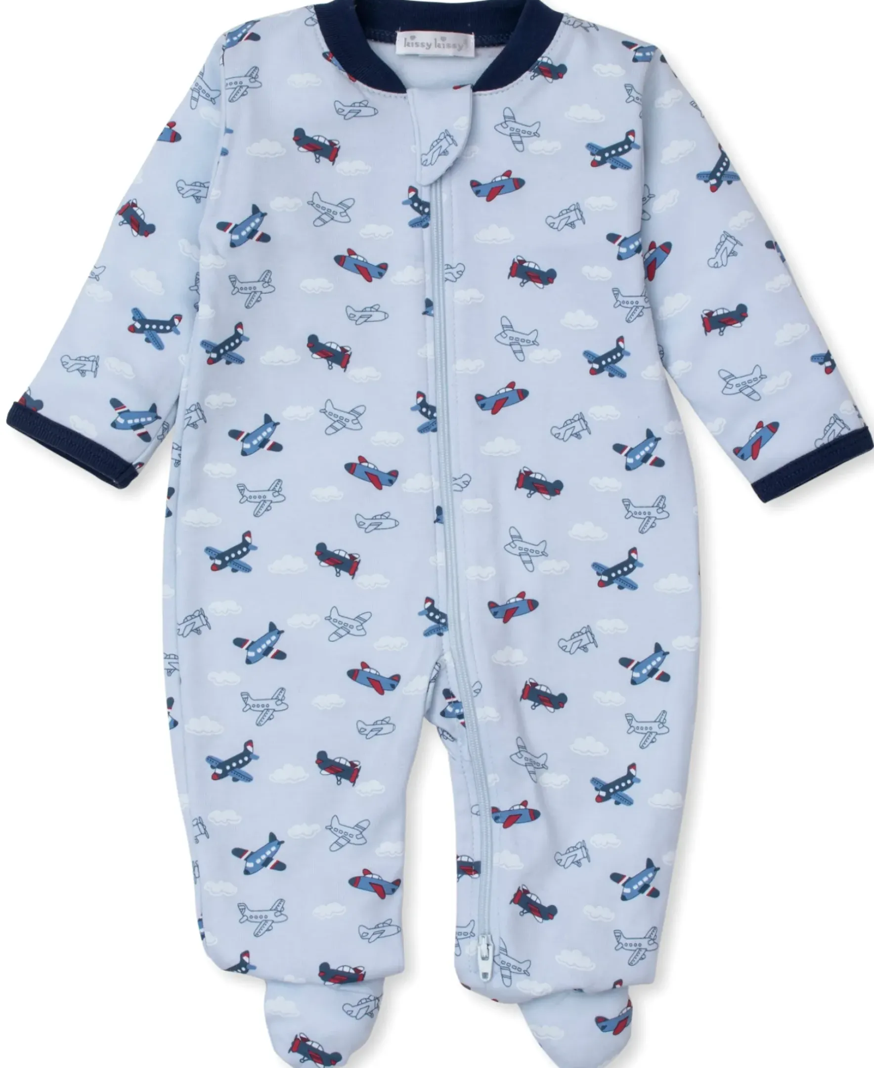 Kissy Kissy Sky-High Planes Zip Footie> Footies|Pajamas