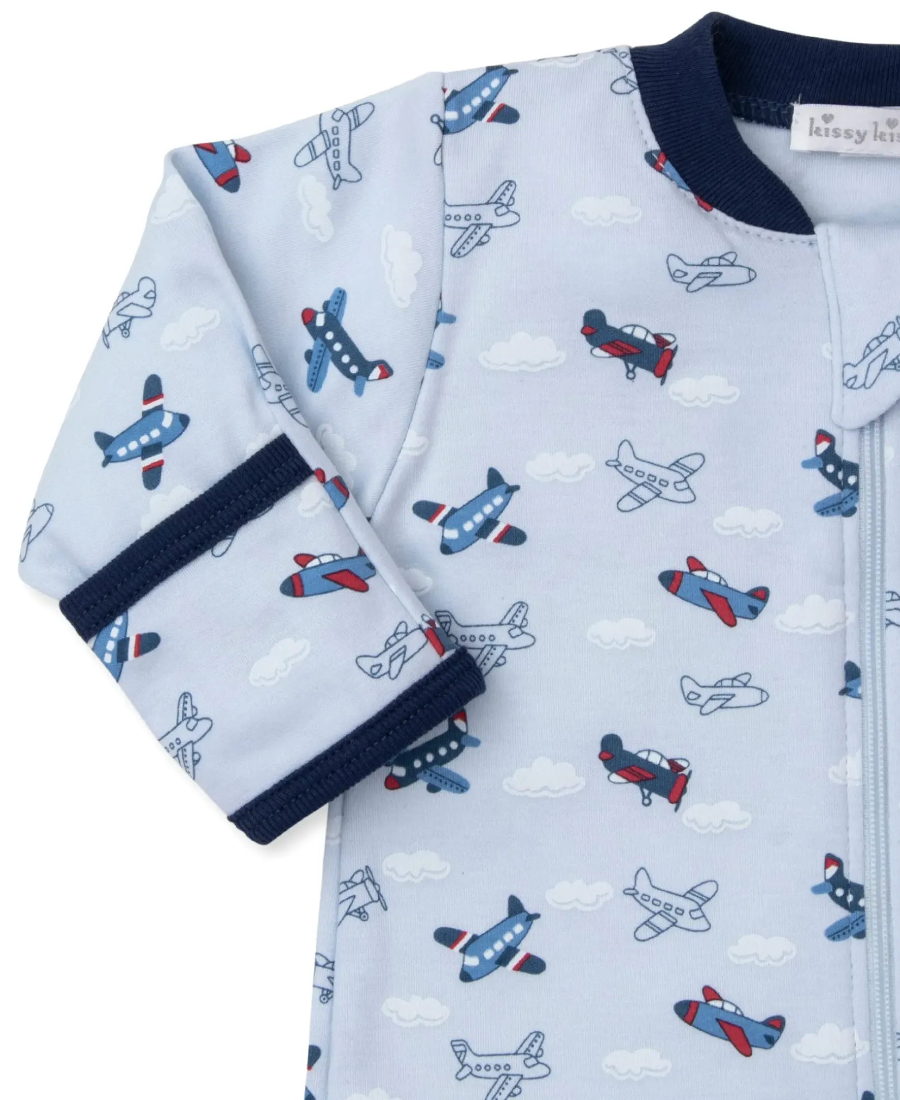 Kissy Kissy Sky-High Planes Zip Footie> Footies|Pajamas