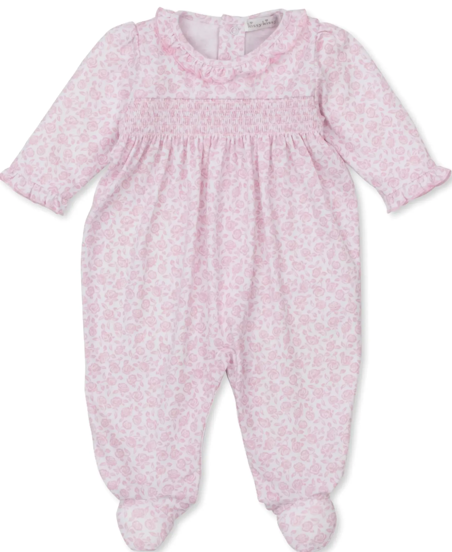 Kissy Kissy Summer Gardens Smocked Footie> Footies|Smocking + Hand Embroidery