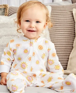 Kissy Kissy Sunshine Abounds Zip Footie> Footies|Pajamas