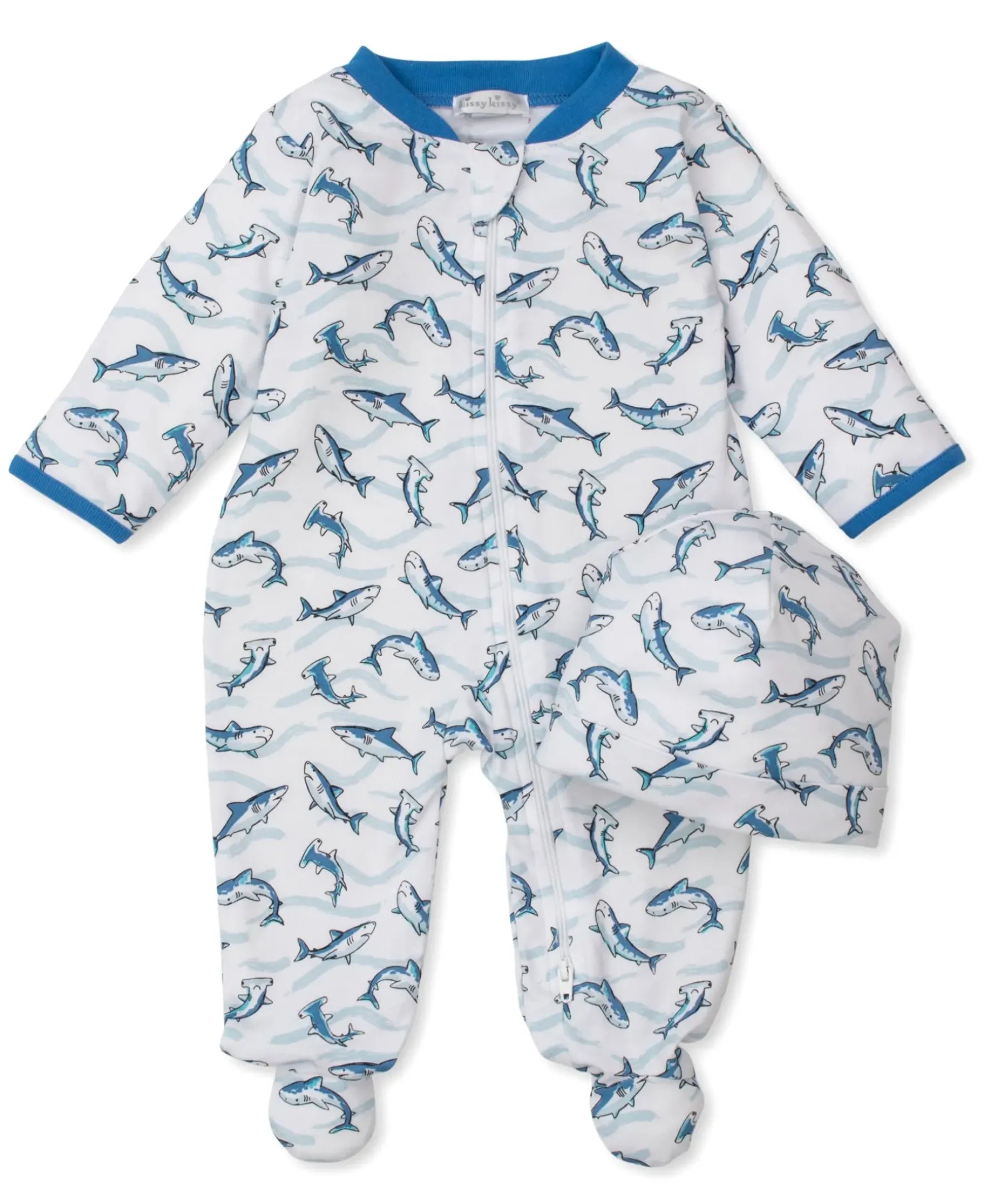 Kissy Kissy Swift Sharks Zip Footie & Hat Set> Footies|Hats