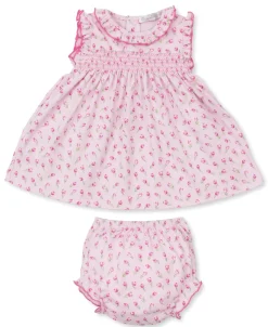 Kissy Kissy Tulip Blossoms Smocked Dress Set> Dresses + Bubbles|Smocking + Hand Embroidery