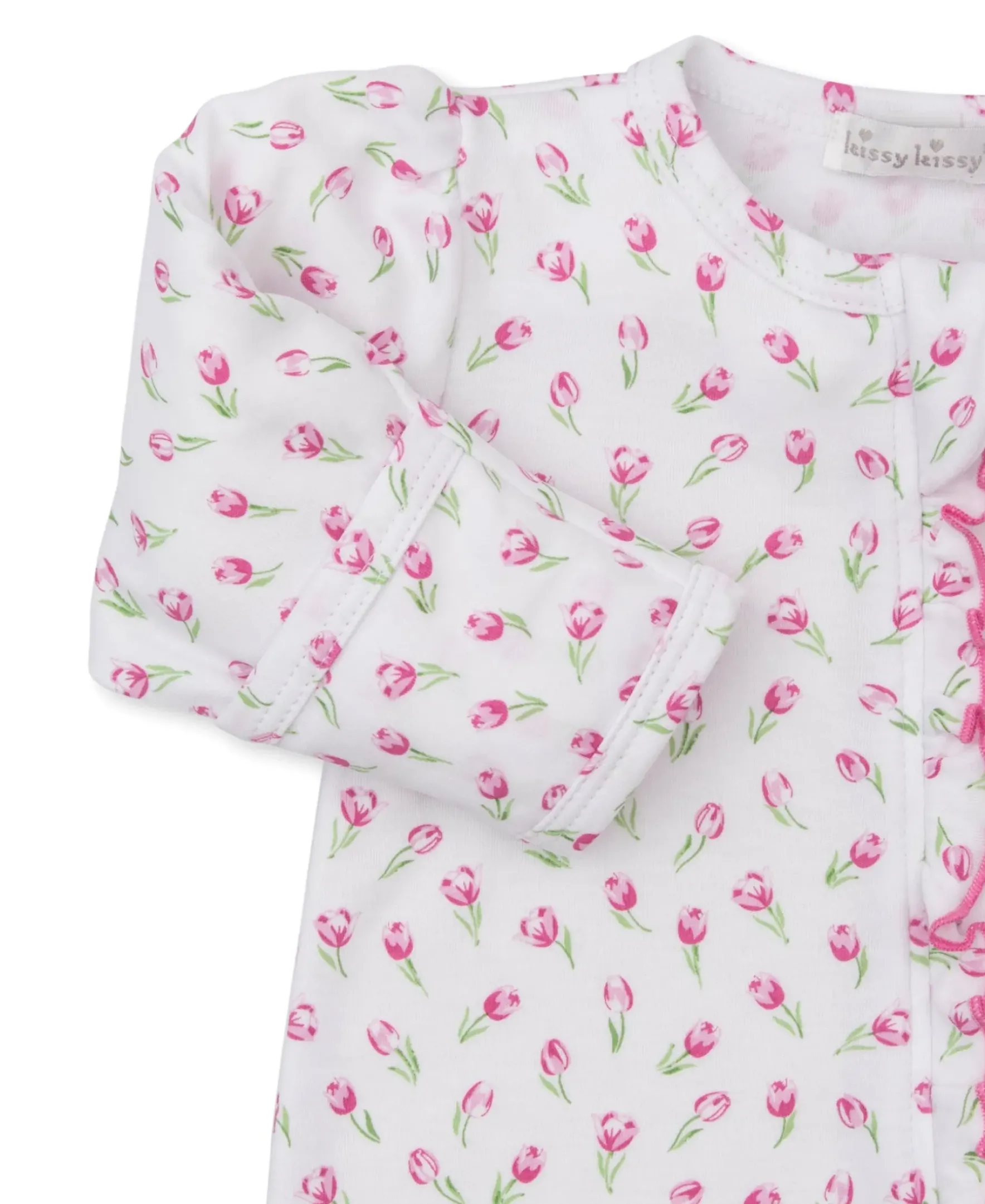 Kissy Kissy Tulip Blossoms White Zip Footie> Footies|Pajamas