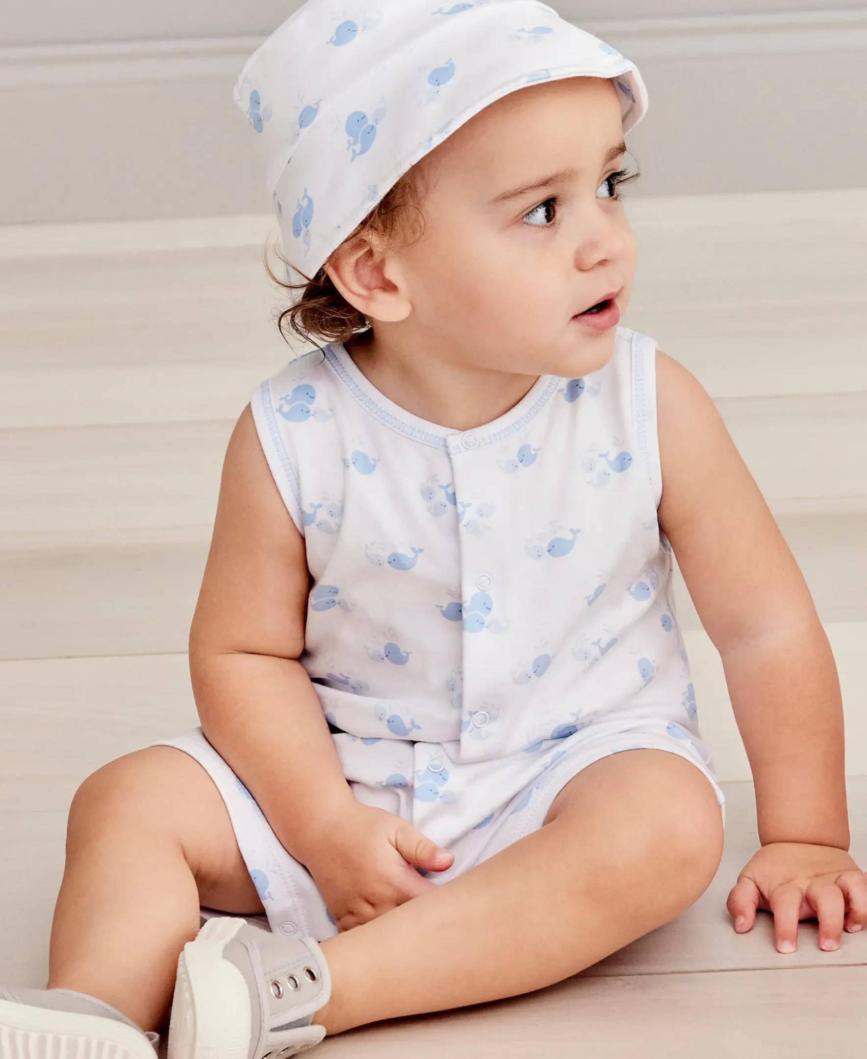 Kissy Kissy Whale Wonder Blue Sleeveless Playsuit> Playsuits|Rompers