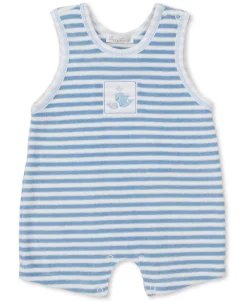 Kissy Kissy Whale Wonder Blue Stripe Terry Sleeveless Playsuit> Playsuits|Rompers