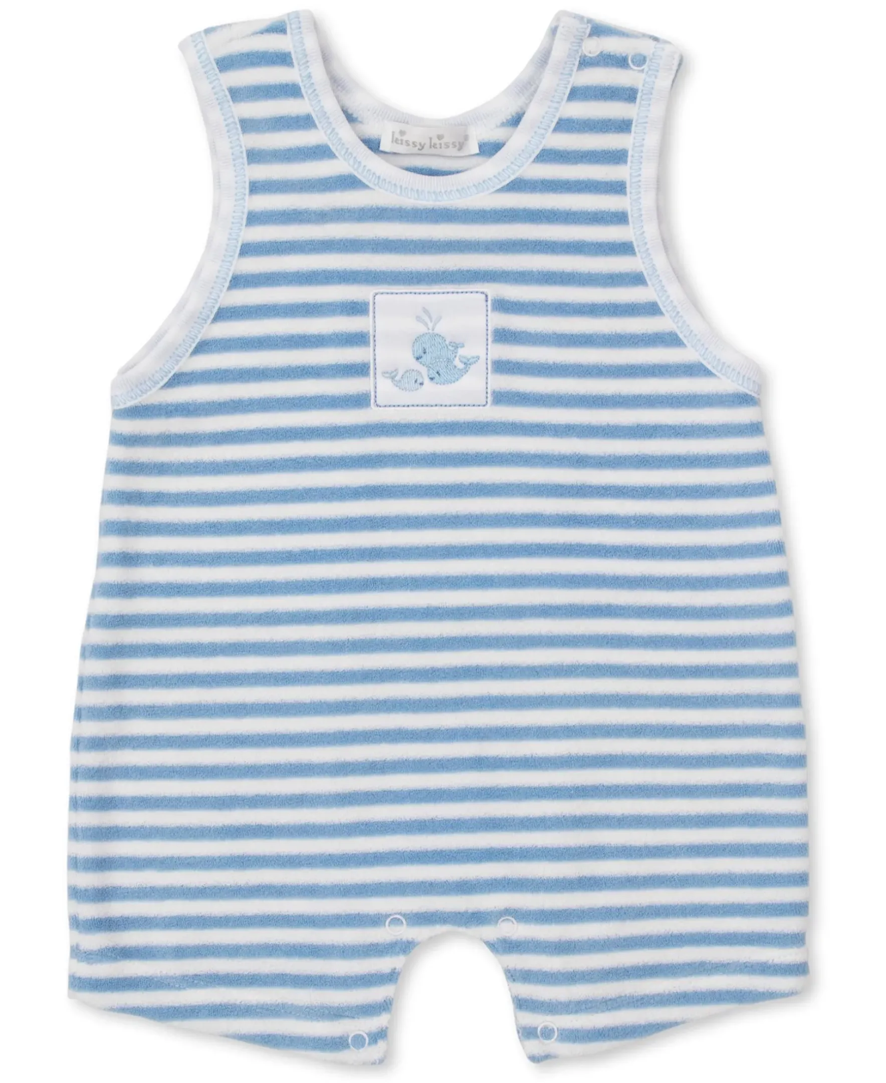 Kissy Kissy Whale Wonder Blue Stripe Terry Sleeveless Playsuit> Playsuits|Rompers