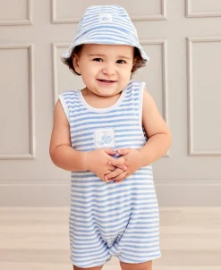 Kissy Kissy Whale Wonder Blue Stripe Terry Sunhat> Hats