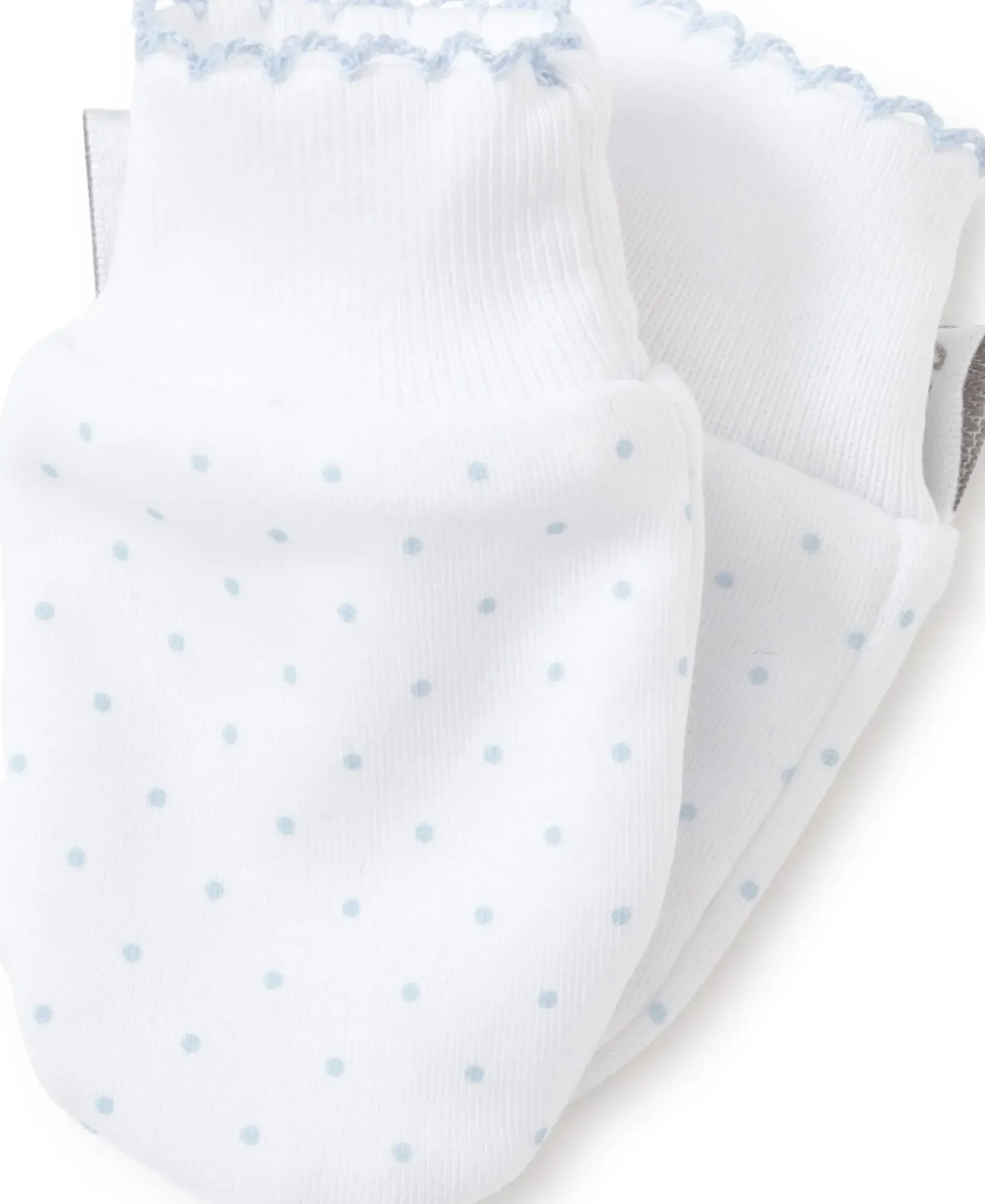 Kissy Kissy White/Blue New Kissy Dots Print Mitts> White Basics|Classic Collections