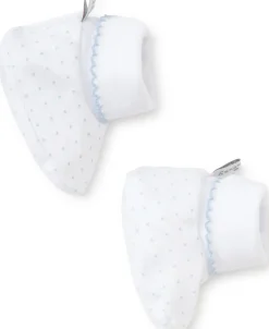 Kissy Kissy White/Blue New Kissy Dots Print Booties> Booties|Classic Collections