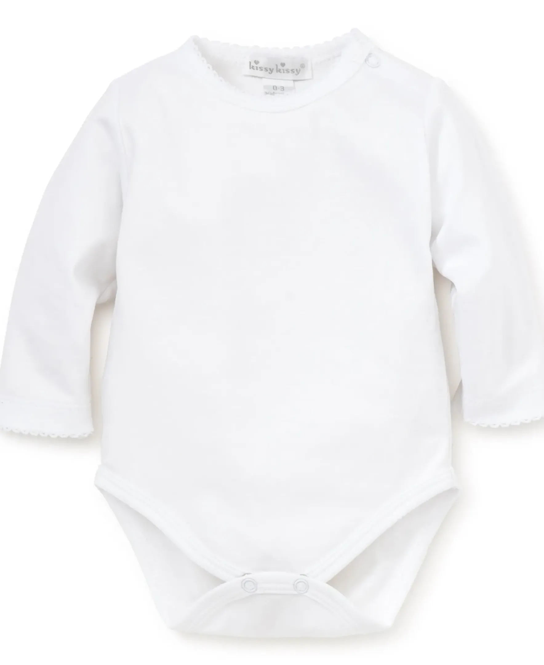 Kissy Kissy White Kissy Basics Long Sleeve Bodysuit> Bodysuits|White Basics