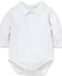 Kissy Kissy White Kissy Basics Long Sleeve Collar Bodysuit> Bodysuits|White Basics