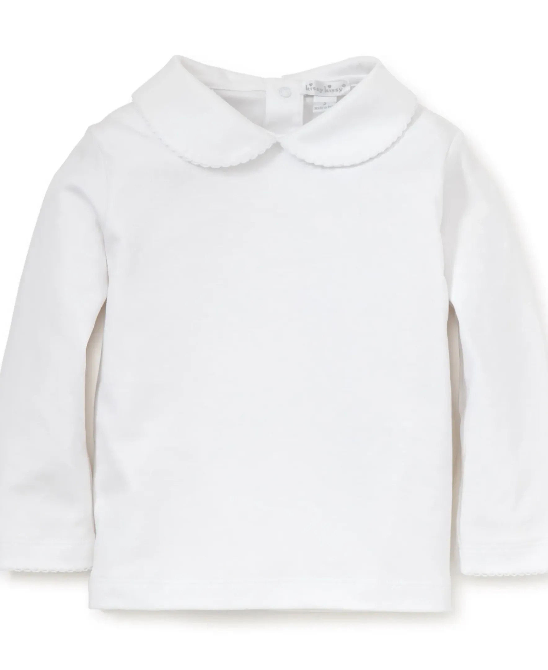 Kissy Kissy White Kissy Basics L/S Toddler Girls Collar Tee>Kids Tops|White Basics