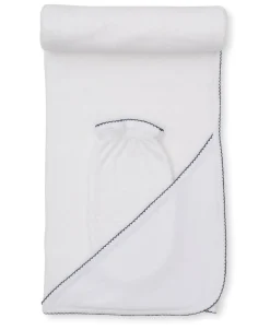 Kissy Kissy Kissy Basics Hooded Towel & Mitt Set> Hooded Bath Towels|White Basics