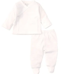 Kissy Kissy White Pointelle Cross Tee and Pant Set> White Basics|Classic Collections